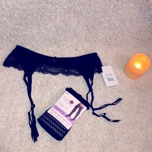 Sexy black lace garter belt and thigh high set!